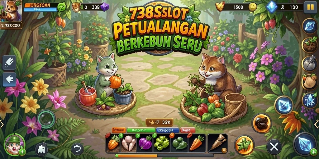 Tampilan gameplay seru di 738SLOT dengan tanaman yang subur.