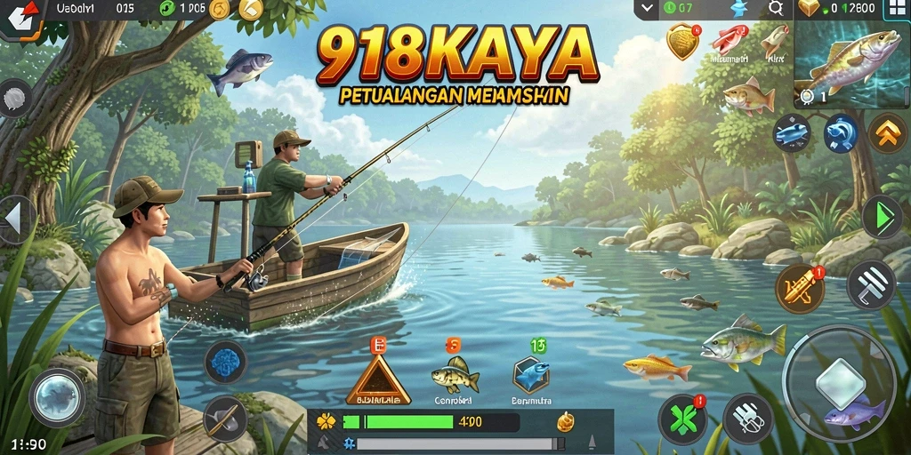 Tampilan gameplay seru dalam 918KAYA saat menangkap ikan.