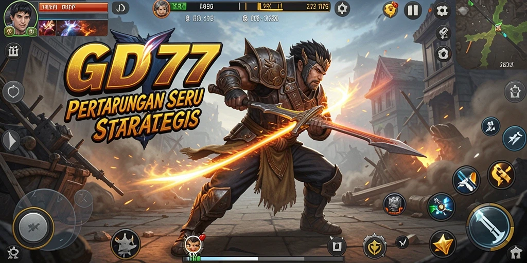 Screenshot utama GOD77 menampilkan aksi bertarung yang mendebarkan dan karakter-karakter unik.