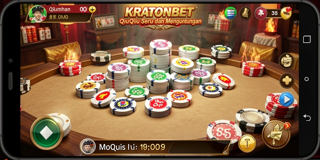 Tampilan utama gameplay QiuQiu di KRATONBET yang memukau.
