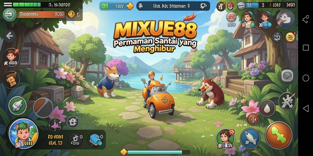 Tampilan gameplay MIXUE88 yang penuh warna dan seru.