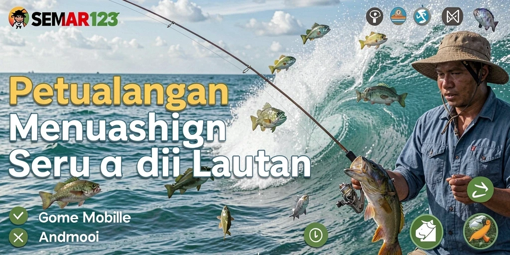 Tampilan gameplay yang menampilkan aksi memancing yang seru.