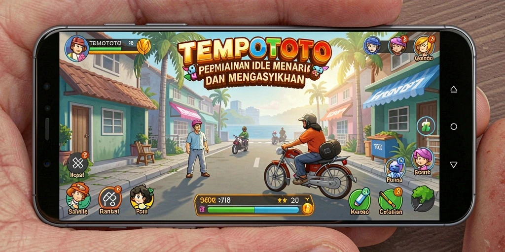 Tangkapan layar gameplay TEMPOTOTO yang menunjukkan fitur idle yang menarik.