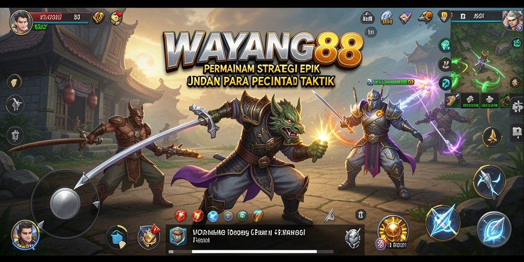 Screenshot utama WAYANG88 menampilkan aksi strategi mendebarkan.